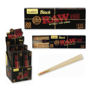 raw cone 1 1/4 black 20ct